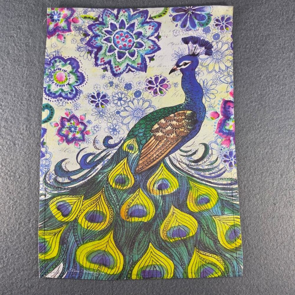 Garden Flag Peacock 18x12" Bohemian Outdoor Decor